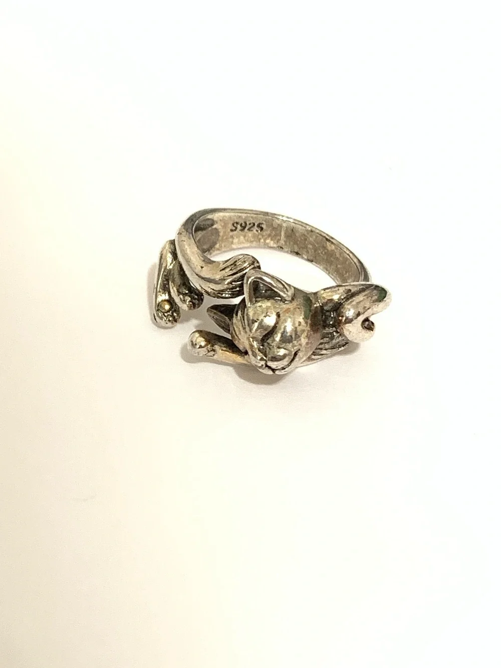 Cat Wrap Ring - Silver Animal Motif